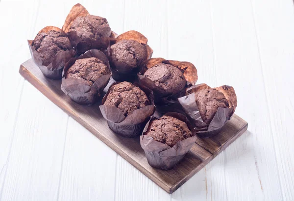 Muffins Chocolat Dessert Sucré Cupcake Contexte Alimentaire — Photo