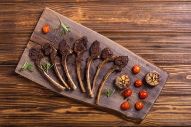 Izgara kaburga veya rack kuzu ve ingridient. Gıda arka plan