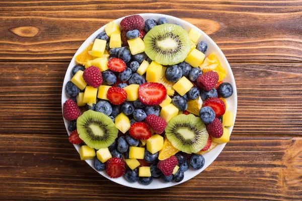 Świeże Owoce Owoce Jagodowe Sałatka Tło Witamina Zdrowy Żywności — Zdjęcie stockowe