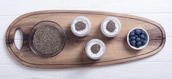 Chia Zaden Yogyrt Pudding Gezonde Voeding Superfood — Stockfoto