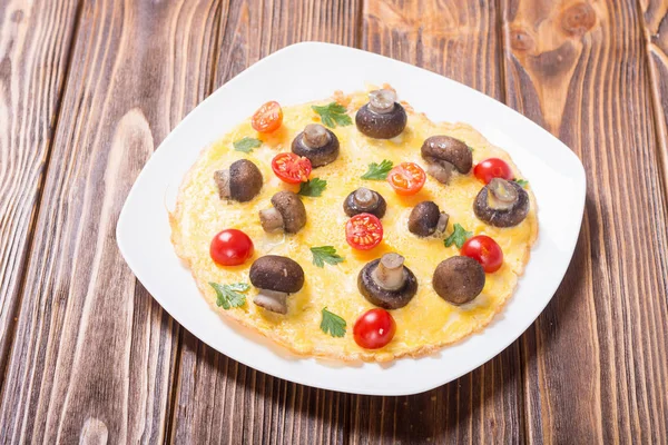 Omelette Aux Champignons Tomates Persil Frittata — Photo