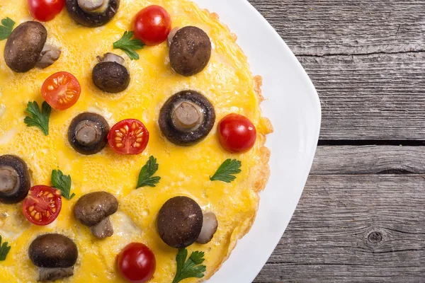 Omelette Aux Champignons Tomates Persil Frittata — Photo