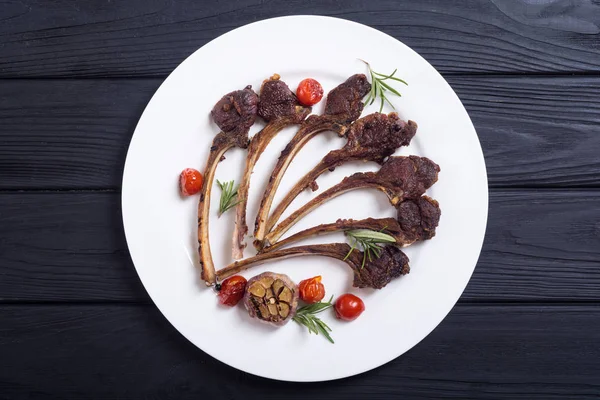 Grilled Ribs Rack Lamb Ingridient Food Background — Stock Photo, Image