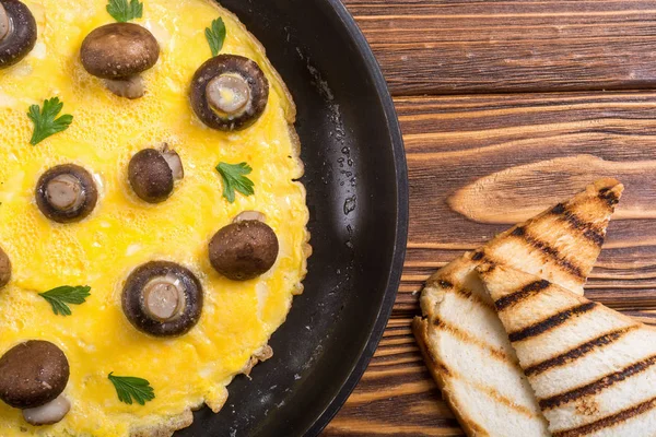 Omelette Aux Champignons Persil Dans Une Casserole Frittata — Photo