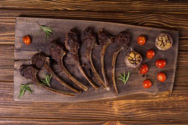 Izgara kaburga veya rack kuzu ve ingridient. Gıda arka plan