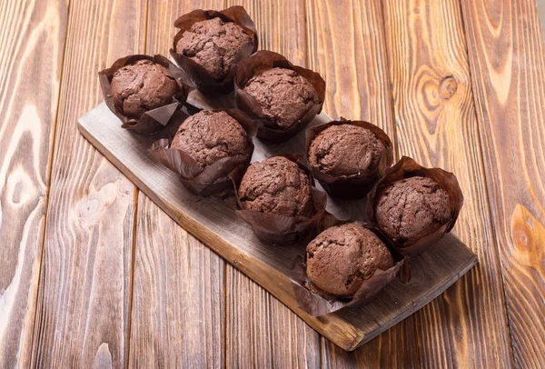 Zoete Dessert Chocolade Muffins Cupcake Voedsel Achtergrond — Stockfoto