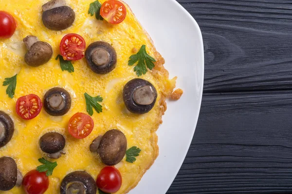 Omelette Aux Champignons Tomates Persil Frittata — Photo