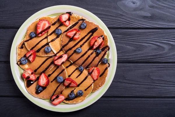 Pancakes Strawberry Blueberry Crepes Declious Dessert — Stock Photo, Image
