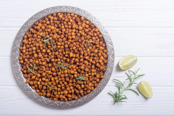 Grão Bico Assado Com Alecrim Snack Alimentos Assados — Fotografia de Stock