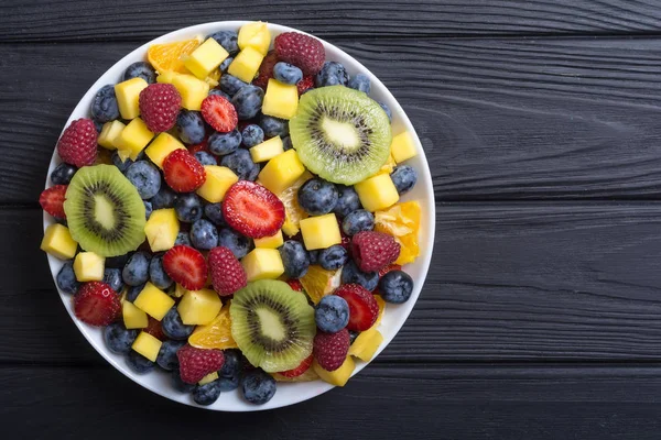 Ensalada Frutas Bayas Frescas Vitamina Sana Fondo Los Alimentos — Foto de Stock