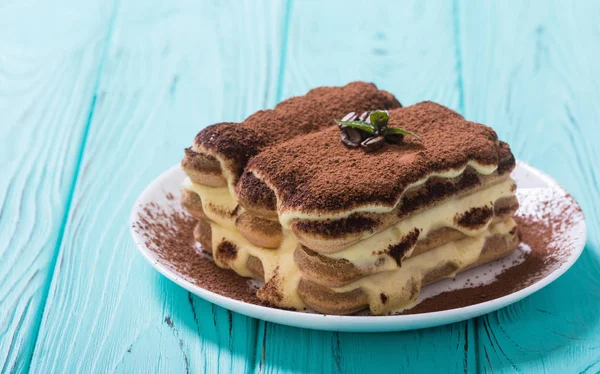 Gâteau Tiramisu Fait Maison Sucré Dessert Italien Contexte Alimentaire — Photo