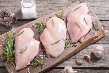 Madde ile çiğ tavuk göğsü (fileto). Et arka plan