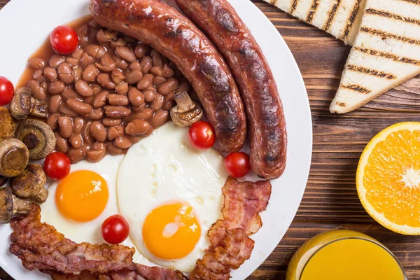 Desayuno Inglés Saludable Equilibrado Con Mermelada Café Jugo —  Fotos de Stock