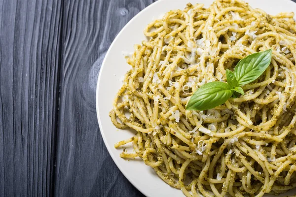 パスタ スパゲッティ ソース ペスト イタリア料理の背景 — ストック写真