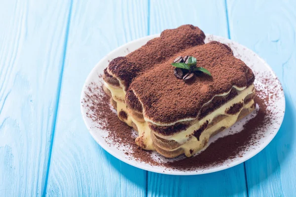 Gâteau Tiramisu Fait Maison Sucré Dessert Italien Contexte Alimentaire — Photo