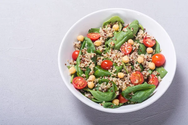 Salade Épinards Quinoa Tomates Pois Chiches Superaliment Végétalien Sain — Photo