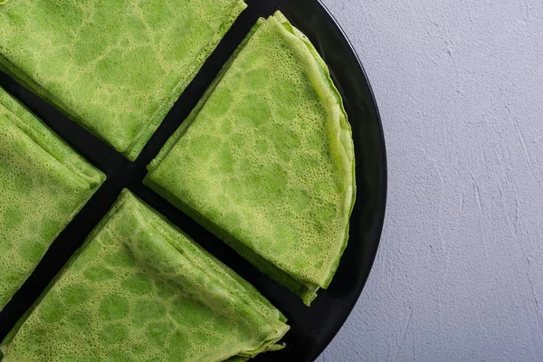 Zelfgemaakte Groene Pannenkoeken Met Spinazie Gezonde Crapes — Stockfoto