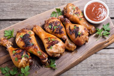 Tavuk budu barbekü gıda arka plan domates soslu ızgara