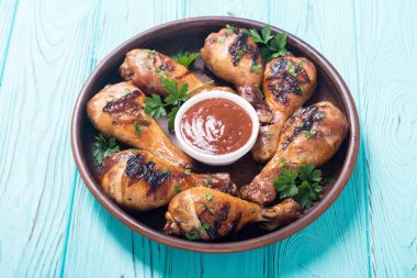 Tavuk budu barbekü gıda arka plan domates soslu ızgara