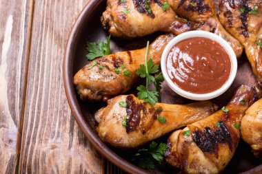 Tavuk budu barbekü gıda arka plan domates soslu ızgara