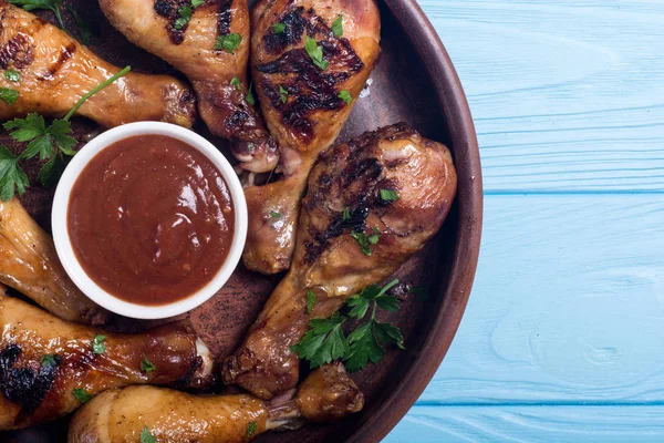 Tavuk budu barbekü gıda arka plan domates soslu ızgara