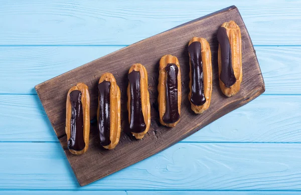 stock image French dessert eclair with chocolate .