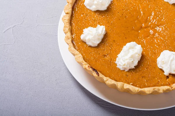 Torta Abóbora Tradicional Americana Caseira Fundo Alimentar Outono — Fotografia de Stock