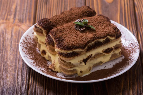 Gâteau Tiramisu Fait Maison Sucré Dessert Italien Contexte Alimentaire — Photo