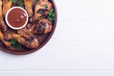 Tavuk budu barbekü gıda arka plan domates soslu ızgara