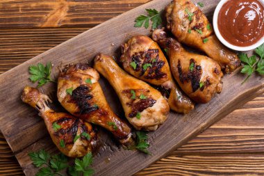 Tavuk budu barbekü gıda arka plan domates soslu ızgara