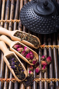 Geleneksel Çin bitkisel çay. Asya sağlıklı gıda backgeound