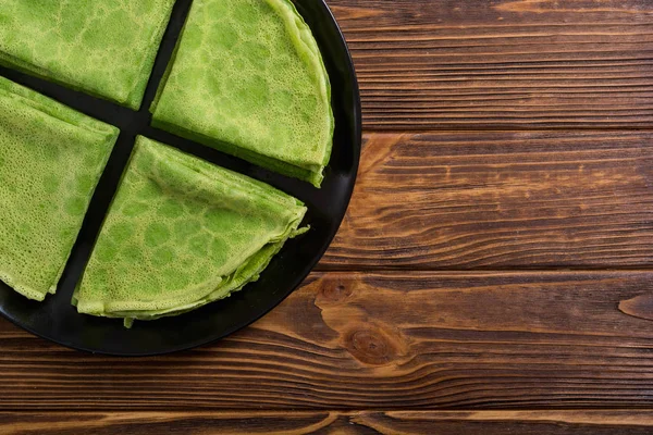 Homemade Green Pancakes Spinach Healthy Crapes — Stock Photo, Image