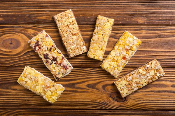 Healthy Homemade Snacks Breakfast Granola Bars Food Vegan Energy Background — Stock Photo, Image