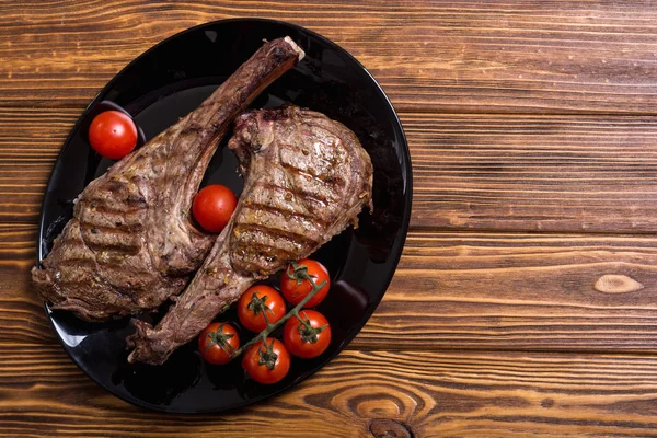 Grilled Beef Tomahawk Steak Bbq Food Background Plate — Stock Photo, Image