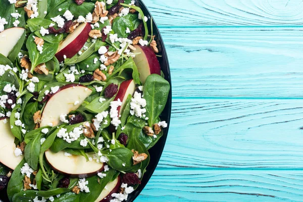 Salada Espinafre Outono Com Maçã Queijo Noz Cranberry Seco Alimentos — Fotografia de Stock