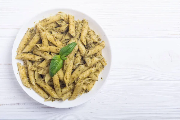 Pasta Penne Italiana Con Pesto Salsa — Foto de Stock