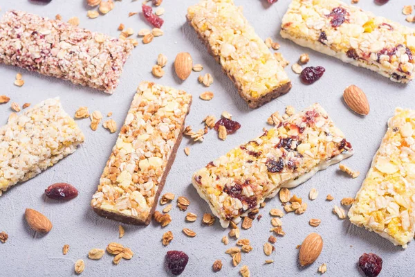 Desayuno Saludable Bocadillos Caseros Barras Granola Alimentación Vegana Fondo Energía —  Fotos de Stock