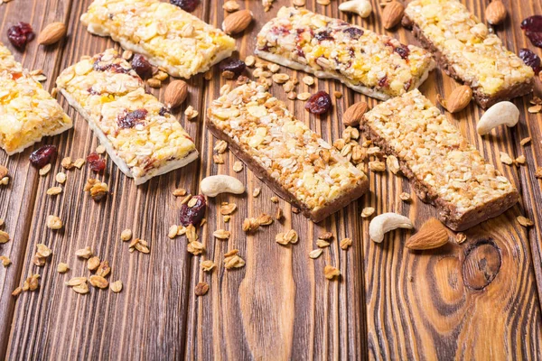 Snacks Maison Sains Petit Déjeuner Des Barres Granola Alimentation Végétalien — Photo