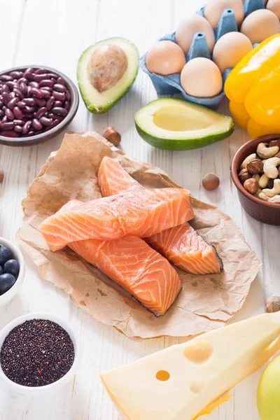 Keto diyeti. Sağlıklı arka plan . 