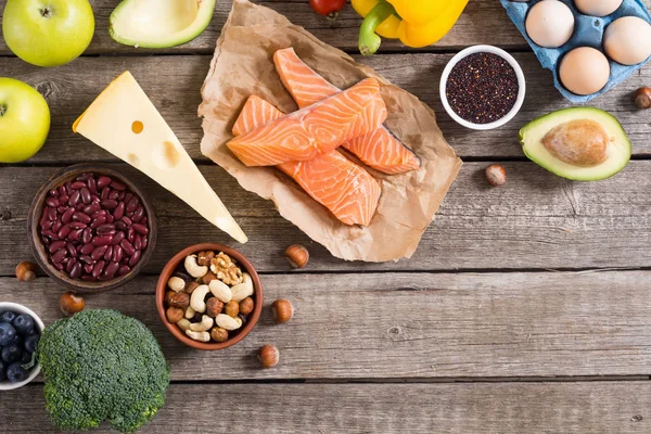 Keto diyeti. Sağlıklı arka plan . 