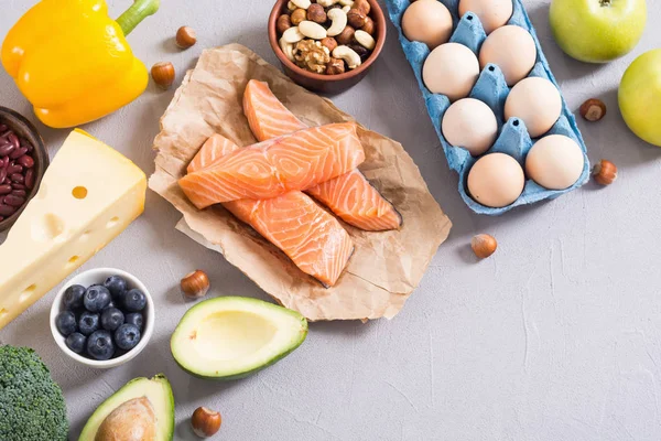 Keto diyeti. Sağlıklı arka plan . 