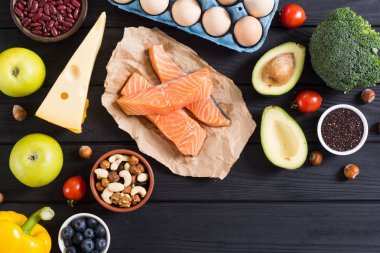 Keto diyeti. Sağlıklı arka plan . 