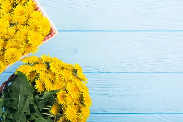 Cesto con fiore di tarassaco giallo — Foto Stock