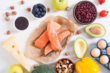 Keto diyeti. Sağlıklı arka plan . 