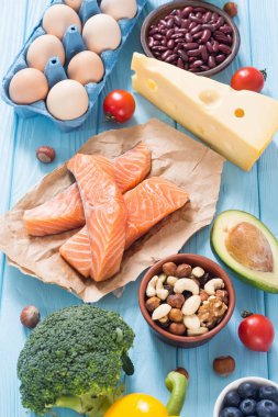 Keto diyeti. Sağlıklı arka plan . 