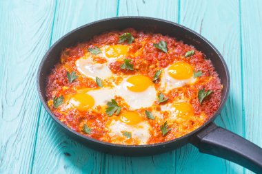 Geleneksel İsrail gıda Shakshuka 