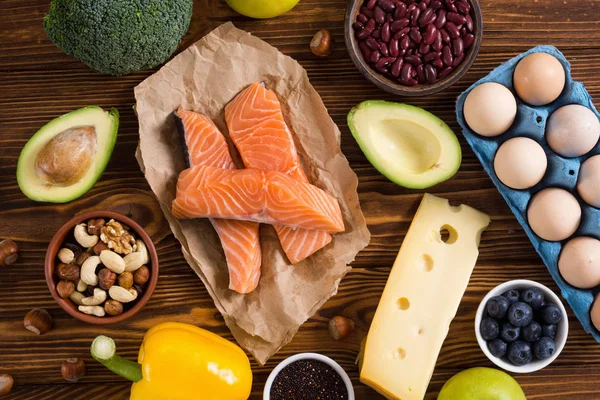 Keto diyeti. Sağlıklı arka plan . 