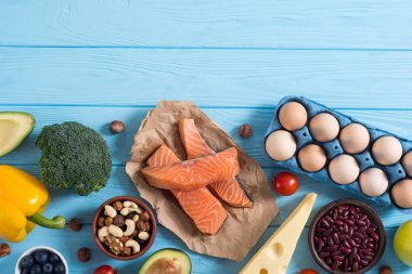 Keto diyeti. Sağlıklı arka plan . 