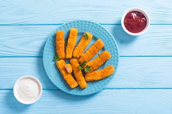 Fried fish sticks ( fingers ) or chicken nugget — Stock Photo, Image