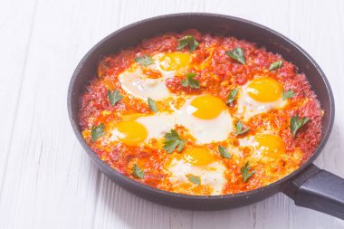 Geleneksel İsrail gıda Shakshuka 